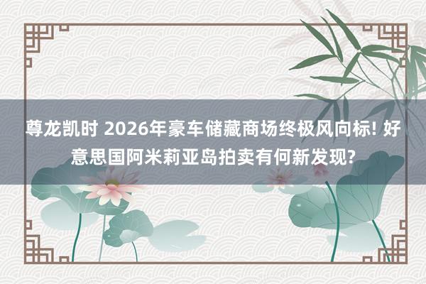 尊龙凯时 2026年豪车储藏商场终极风向标! 好意思国阿米莉亚岛拍卖有何新发现?