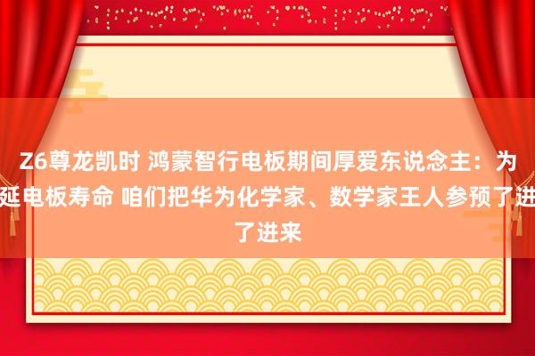 Z6尊龙凯时 鸿蒙智行电板期间厚爱东说念主：为蔓延电板寿命 咱们把华为化学家、数学家王人参预了进来