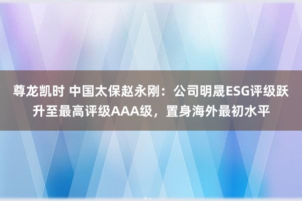 尊龙凯时 中国太保赵永刚：公司明晟ESG评级跃升至最高评级AAA级，置身海外最初水平