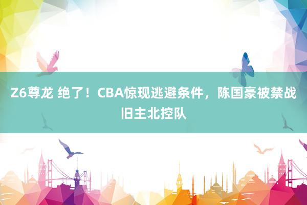 Z6尊龙 绝了！CBA惊现逃避条件，陈国豪被禁战旧主北控队
