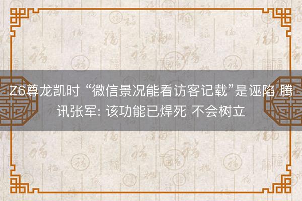 Z6尊龙凯时 “微信景况能看访客记载”是诬陷 腾讯张军: 该功能已焊死 不会树立