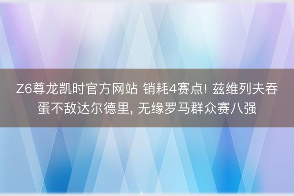 Z6尊龙凯时官方网站 销耗4赛点! 兹维列夫吞蛋不敌达尔德里， 无缘罗马群众赛八强