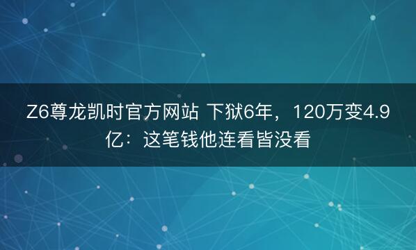 Z6尊龙凯时官方网站 下狱6年，120万变4.9亿：这笔钱他连看皆没看