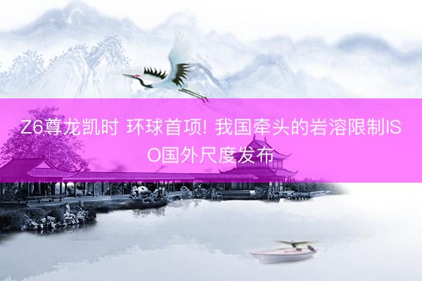 Z6尊龙凯时 环球首项! 我国牵头的岩溶限制ISO国外尺度发布