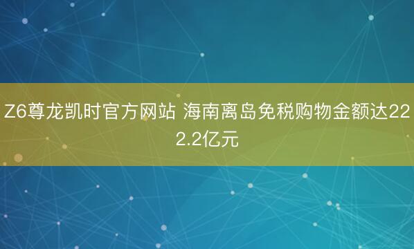 Z6尊龙凯时官方网站 海南离岛免税购物金额达222.2亿元