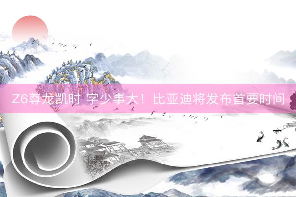 Z6尊龙凯时 字少事大！比亚迪将发布首要时间