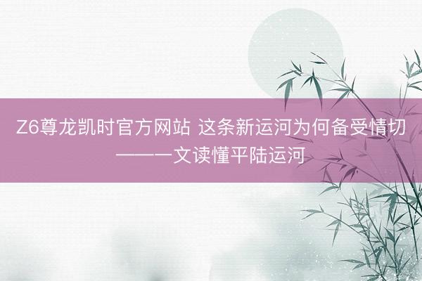 Z6尊龙凯时官方网站 这条新运河为何备受情切——一文读懂平陆运河