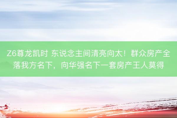 Z6尊龙凯时 东说念主间清亮向太！群众房产全落我方名下，向华强名下一套房产王人莫得
