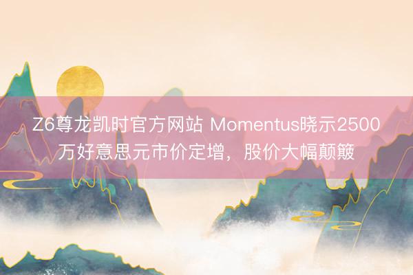 Z6尊龙凯时官方网站 Momentus晓示2500万好意思元市价定增，股价大幅颠簸