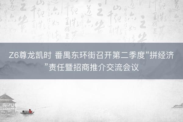 Z6尊龙凯时 番禺东环街召开第二季度“拼经济”责任暨招商推介交流会议